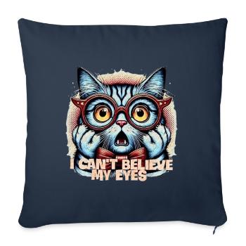 surprised cat - Throw Pillow Cover 17.5” x 17.5” - navy - Front