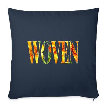 Woven Marigold Flower - Throw Pillow Cover 17.5” x 17.5” - navy - Front