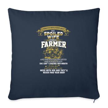 Funny shirt for farmer wife - Throw Pillow Cover 17.5” x 17.5” - navy - Front