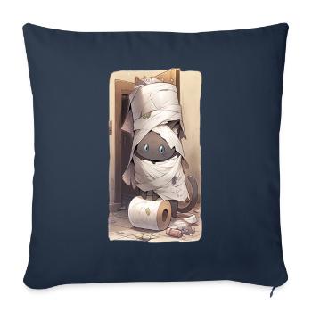 Cute anime mummy cat - Throw Pillow Cover 17.5” x 17.5” - navy - Front