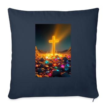 Golden Cross - Throw Pillow Cover 17.5” x 17.5” - navy - Front