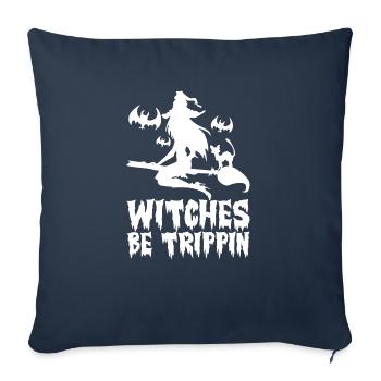 Witches Be Trippin - Throw Pillow Cover 17.5” x 17.5” - navy - Front