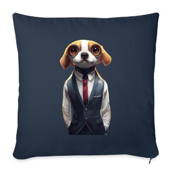 CoolNimals cute Dog wearing a suit - Throw Pillow Cover 17.5” x 17.5” - navy - Front