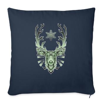 Green Geometric Reindeer - Throw Pillow Cover 17.5” x 17.5” - navy - Front