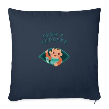 Peek-a-Toddler child play fun Peek-a-Toddler child - Throw Pillow Cover 17.5” x 17.5” - navy - Front