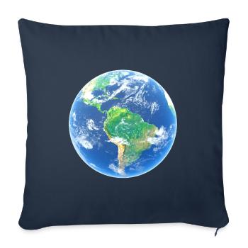 Earth Planet - Throw Pillow Cover 17.5” x 17.5” - navy - Front