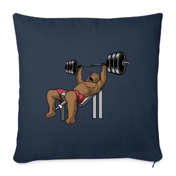 Weightlifting Bear - Throw Pillow Cover 17.5” x 17.5” - navy - Front