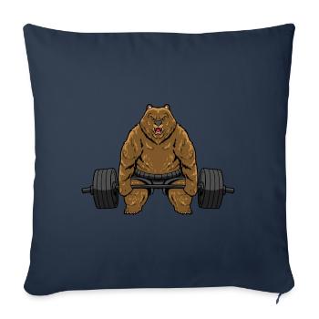 Weightlifting Bear - Throw Pillow Cover 17.5” x 17.5” - navy - Front