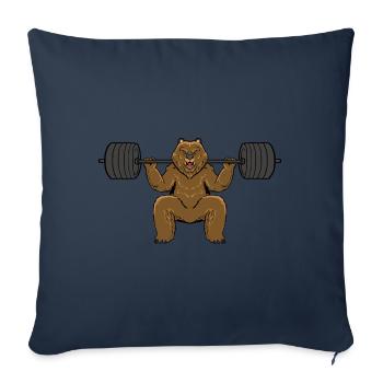 Weightlifting Bear - Throw Pillow Cover 17.5” x 17.5” - navy - Front