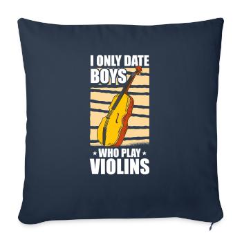 Violinist Boys Fiddle Fiddler Violin - Throw Pillow Cover 17.5” x 17.5” - navy - Front