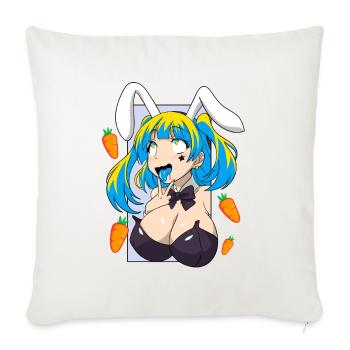 Anime Girl Rabbit Waifu Anime Material - Throw Pillow Cover 17.5” x 17.5” - natural white - Front