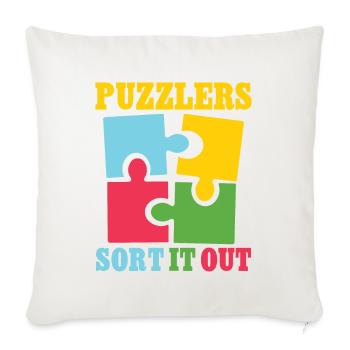 Puzzlers sort it out - Throw Pillow Cover 17.5” x 17.5” - natural white - Front