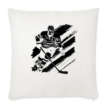 Ice Hockey Player Drawing - Throw Pillow Cover 17.5” x 17.5” - natural white - Front