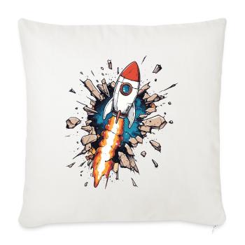 Vibrant Rocket Launch Space Illustration - Throw Pillow Cover 17.5” x 17.5” - natural white - Front