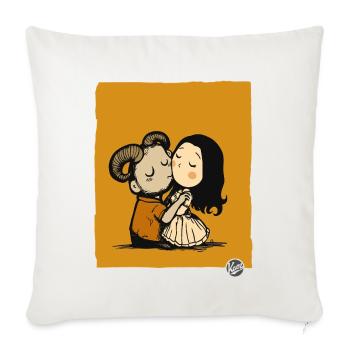 Rustic Ram Kiss Duo - Throw Pillow Cover 17.5” x 17.5” - natural white - Front