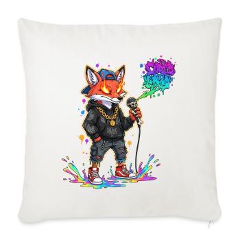 Urban Fox Graffiti MC - Throw Pillow Cover 17.5” x 17.5” - natural white - Front