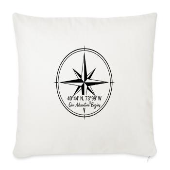 Compass Rose Adventure - Throw Pillow Cover 17.5” x 17.5” - natural white - Front