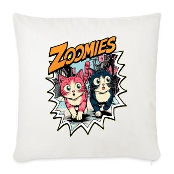 Zoomies Kittens Comic Burst - Throw Pillow Cover 17.5” x 17.5” - natural white - Front