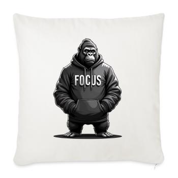 Gorilla Focus Strength Motivation Training - Throw Pillow Cover 17.5” x 17.5” - natural white - Front