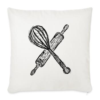 Rolling Pin And Hand Mixer - Throw Pillow Cover 17.5” x 17.5” - natural white - Front
