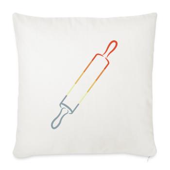 Vintage Rolling Pin Sketch - Throw Pillow Cover 17.5” x 17.5” - natural white - Front