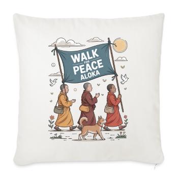 Walk for Peace Aloka - Throw Pillow Cover 17.5” x 17.5” - natural white - Front