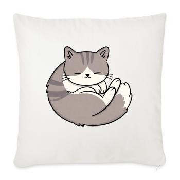 Adorable Sleepy Cat Curled - Throw Pillow Cover 17.5” x 17.5” - natural white - Front