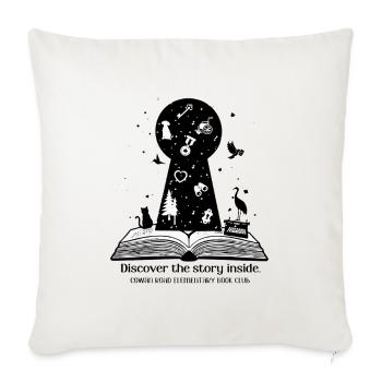 Open Book Keyhole of Imagination - Throw Pillow Cover 17.5” x 17.5” - natural white - Front
