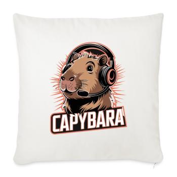  Capybara Gamer With Headset Esports Streaming - Throw Pillow Cover 17.5” x 17.5” - natural white - Front