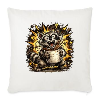Raccoon Espresso Burst - Throw Pillow Cover 17.5” x 17.5” - natural white - Front
