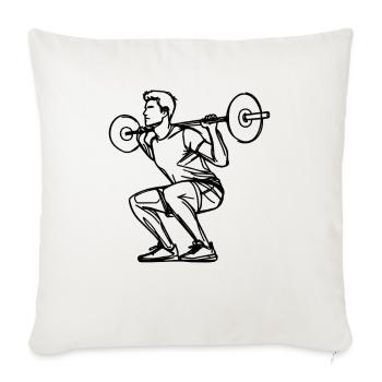 Weightlifting Drawing - Throw Pillow Cover 17.5” x 17.5” - natural white - Front
