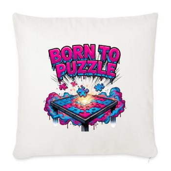 Born to Puzzle: Neon Puzzle Burst - Throw Pillow Cover 17.5” x 17.5” - natural white - Front