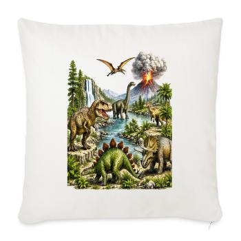 Jurassic Dawn in Dino Paradise - Throw Pillow Cover 17.5” x 17.5” - natural white - Front