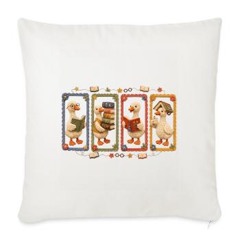 Crochet Duck Readers Quartet - Throw Pillow Cover 17.5” x 17.5” - natural white - Front