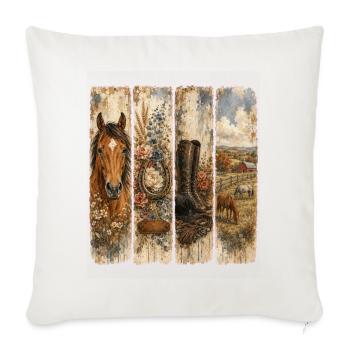 Rustic Western Florals Quartet - Throw Pillow Cover 17.5” x 17.5” - natural white - Front