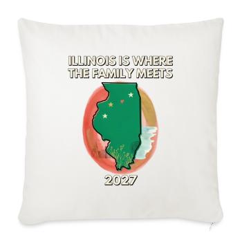 Illinois Family Map 2027 Reunion - Throw Pillow Cover 17.5” x 17.5” - natural white - Front