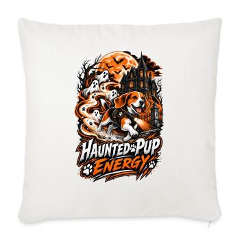 Haunted Pup Energy Beagle Halloween Shirt - Throw Pillow Cover 17.5” x 17.5” - natural white - Front