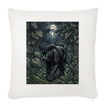 Night Panther in Jungle - Throw Pillow Cover 17.5” x 17.5” - natural white - Front