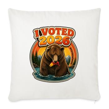 J’ai voté ours 2026, grizzly bear - Housse de coussin décorative - blanc nature - Devant