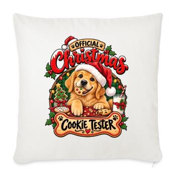 Official Christmas Cookie Tester Golden Retriever - Throw Pillow Cover 17.5” x 17.5” - natural white - Front
