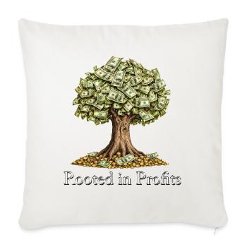 Money Tree Rooted in Profits Investing - Throw Pillow Cover 17.5” x 17.5” - natural white - Front