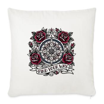 Find Your Way Vintage Compass Rose Tattoo Art - Throw Pillow Cover 17.5” x 17.5” - natural white - Front