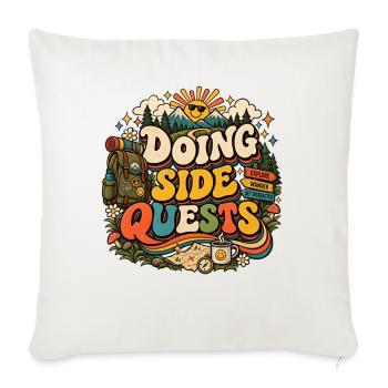 Doing Side Quests ADHD Retro 70s Neurodivergent - Throw Pillow Cover 17.5” x 17.5” - natural white - Front