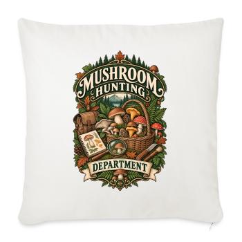 Mushroom Hunting Department Badge - Throw Pillow Cover 17.5” x 17.5” - natural white - Front
