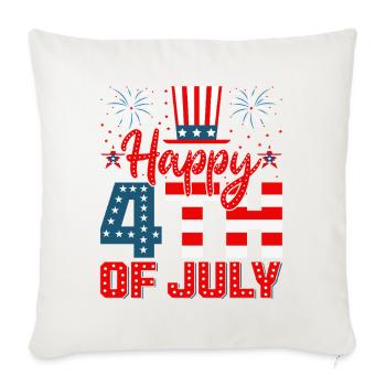 Happy 4th of July Patriotic Art - Throw Pillow Cover 17.5” x 17.5” - natural white - Front