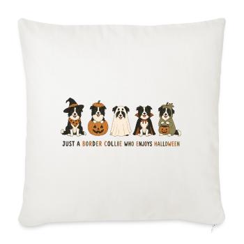 Border Collie Halloween Crew - Throw Pillow Cover 17.5” x 17.5” - natural white - Front