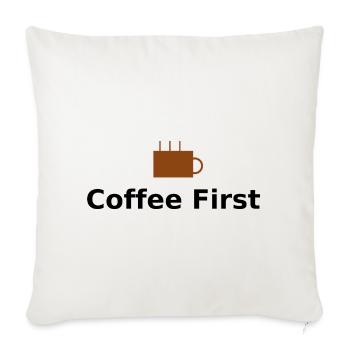 Rustic Coffee Mug Silhouette - Throw Pillow Cover 17.5” x 17.5” - natural white - Front