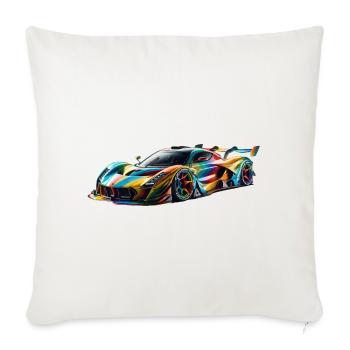 Vivid Velocity Colorful Extreme Sports Car T Shirt - Throw Pillow Cover 17.5” x 17.5” - natural white - Front