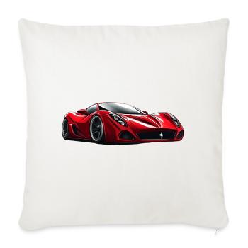 Crimson Velocity Sports Car - Throw Pillow Cover 17.5” x 17.5” - natural white - Front