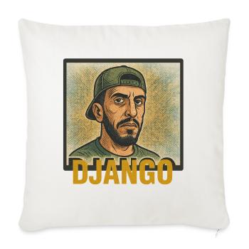 Urban Techno Django Illustration - Throw Pillow Cover 17.5” x 17.5” - natural white - Front